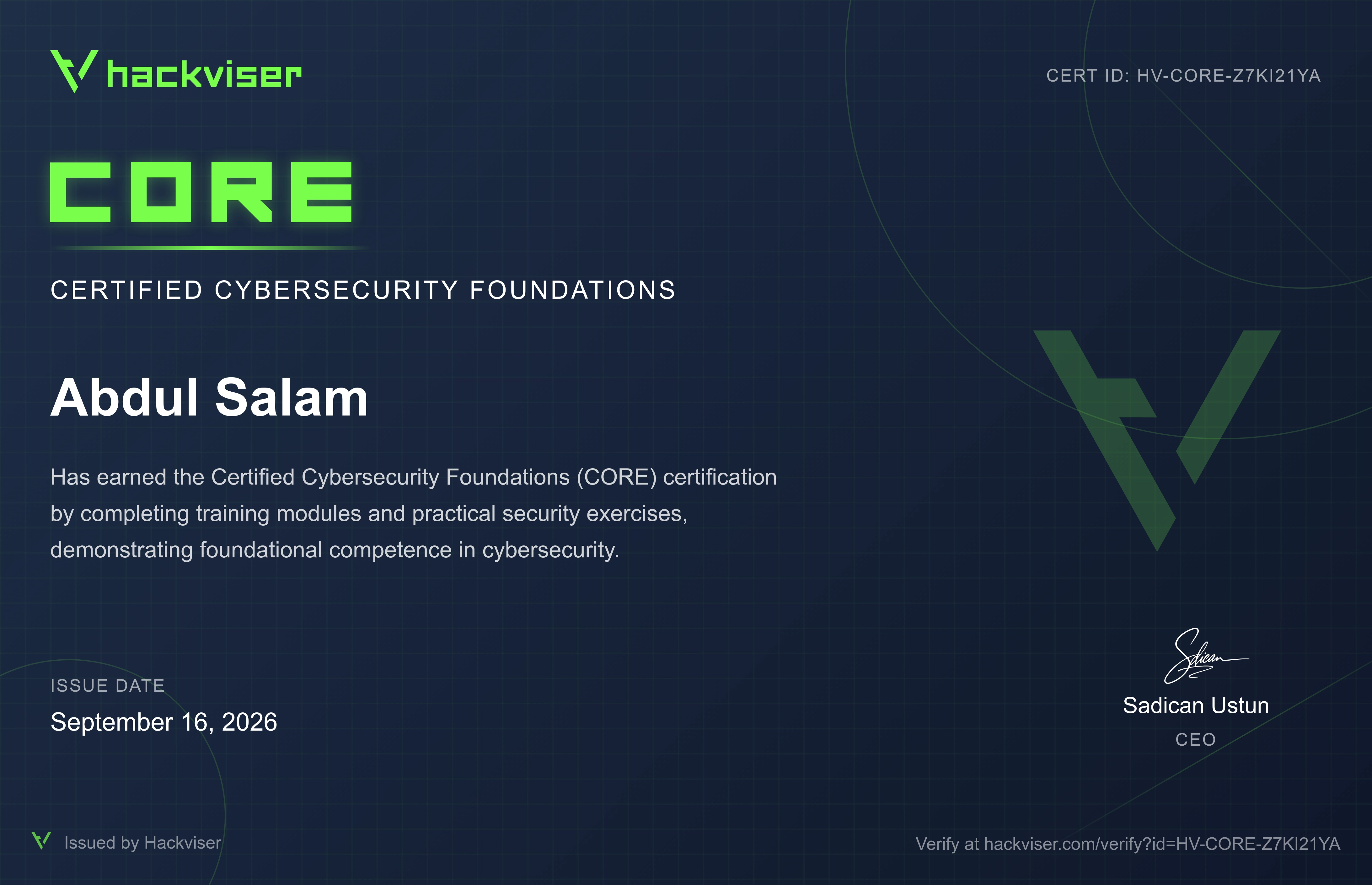 Certified Cybersecurity Foundations (CORE)